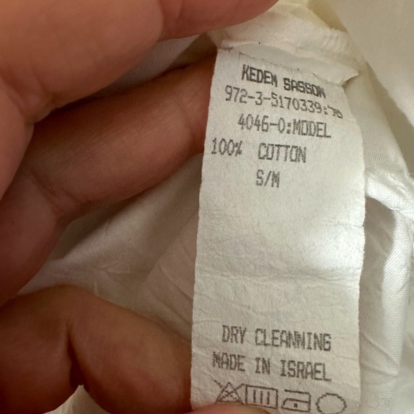 Kedem Sasson White Cotton Crushed Tunic Shirt Lagenlook - Picture 6 of 6